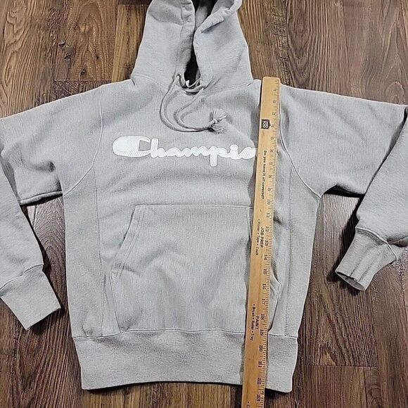 Champion Sweatshirt Adult XS Gray Reverse Weave Hoodie Spellout Long Sleeve - Picture 5 of 7